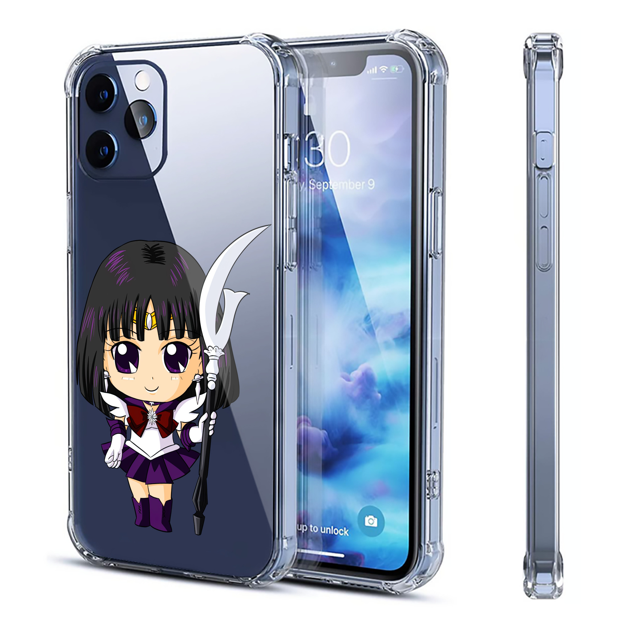 （画像用） 美少女戦士セーラームーン 土萠ほたる Sailor Moon Tomoe Hotaru （セーラーサターン；Sailor Saturn） 【iPhone 12シリーズ対応】透明スマホケース（クリアソフトケース）
